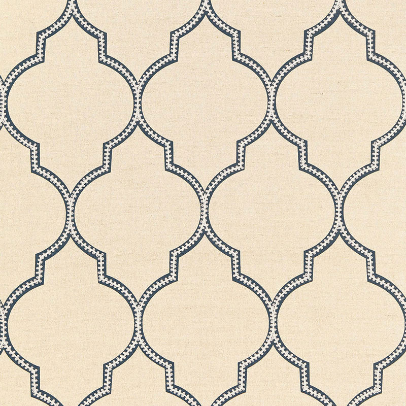 Algiers Embroidery Indigo 67330 by Schumacher Designer Fabric AU NATUREL 2 LINEN 52% COTTON 48% INDIA MARTINDALE 5,000 </p><p>Repeat: Horizontal: 4 3/8" (11CM) and Vertical: 14 1/2" (37CM) 52.25 - Swanky Fabrics -