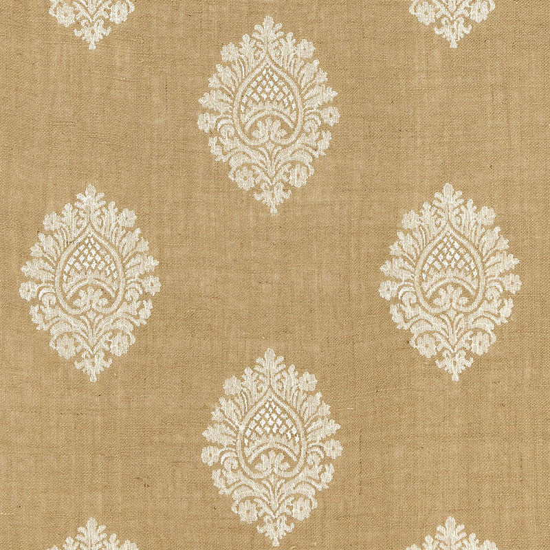Savanna Jute Embroidery Jute 67340 by Schumacher Designer Fabric ESSENTIALS: SHEERS & CASEMENTS II JUTE 95% RAYON 3% INDIA </p><p>Repeat: Horizontal: 8 1/2" (22CM) and Vertical: 15 1/2" (39CM) 51 - Swanky Fabrics -