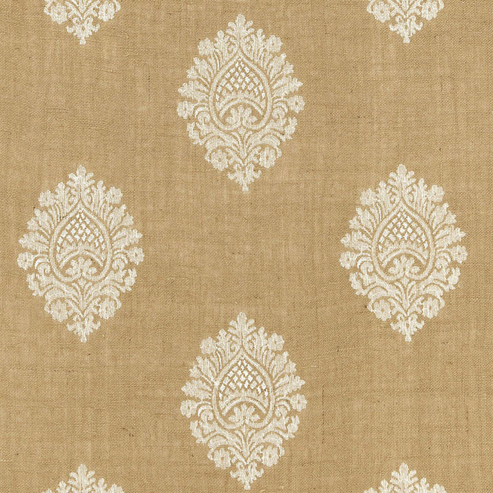 Savanna Jute Embroidery Jute 67340 by Schumacher Designer Fabric ESSENTIALS: SHEERS & CASEMENTS II JUTE 95% RAYON 3% INDIA </p><p>Repeat: Horizontal: 8 1/2" (22CM) and Vertical: 15 1/2" (39CM) 51 - Swanky Fabrics -