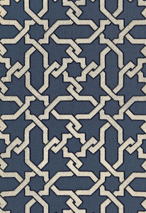 Cordoba Embroidery Indigo 67570 by Schumacher Designer Fabric