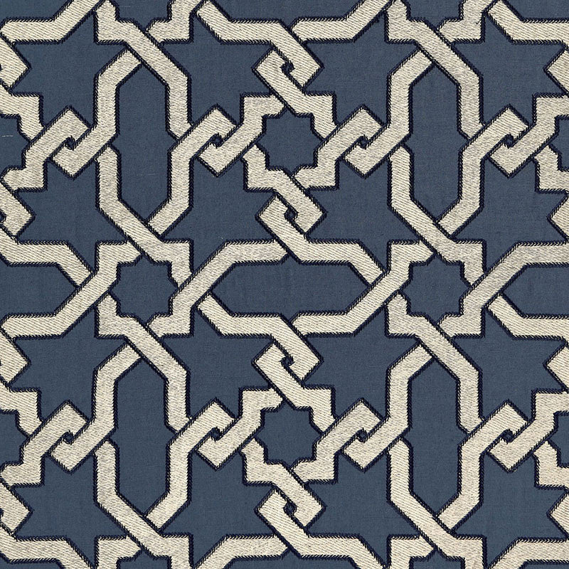 Cordoba Embroidery Indigo 67570 by Schumacher Designer Fabric AU NATUREL 2 LINEN 56% VISCOSE RAYON 34% INDIA MARTINDALE 8,000 </p><p>Repeat: Horizontal: 12 5/8" (32CM) and Vertical: 12 5/8" (32CM) 50.375 - Swanky Fabrics -