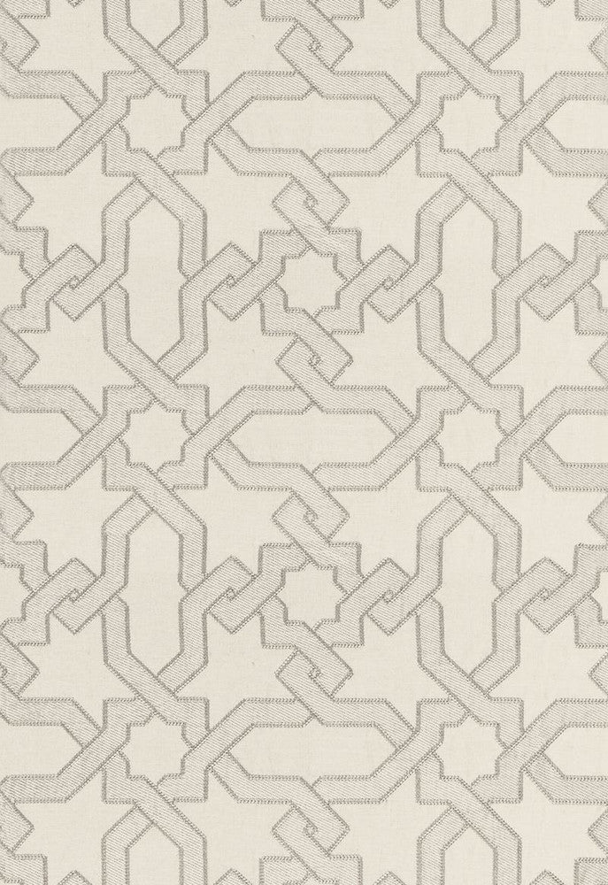 Cordoba Embroidery Pearl 67572 by Schumacher Designer Fabric Au-Naturel 56% Linen, 34% Viscose, 10% Spun Martindale 8,000 Horizontal: 12.625 and Vertical: 12.625 50.375 - Swanky Fabrics -