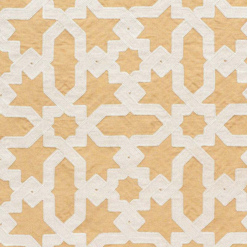 Cordoba Embroidery Ochre 67575 by Schumacher Designer Fabric AU NATUREL II LINEN 56% VISCOSE 34% INDIA </p><p>Repeat: Horizontal: 6 3/4" (17CM) and Vertical: 12 5/8" (32CM) 50.375 - Swanky Fabrics -