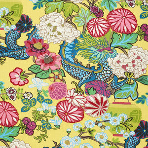 Chiang Mai Dragon Yellow 173281 by Schumacher Designer Fabric