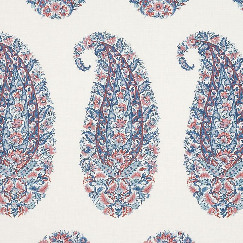 Shirala Paisley Delft & Rose 173784 by Schumacher Designer Fabric Palampore 13.5" - Swanky Fabrics -
