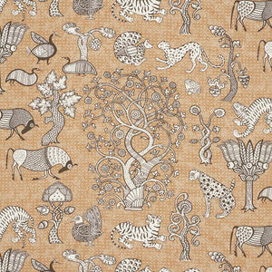 Animalia Carbon & Sienna 178322 by Schumacher Designer Fabric