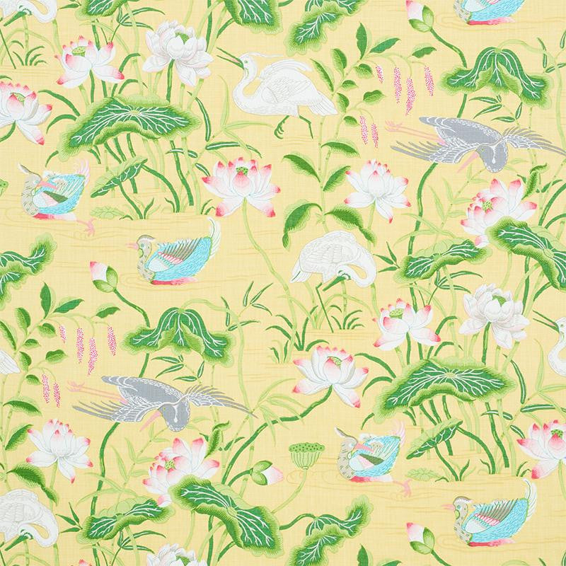 Lotus Garden Yellow 179040 by Schumacher Designer Fabric Signature Schumacher 27.0" - Swanky Fabrics -