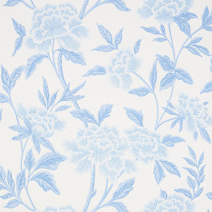 Whitney Floral Blue 5004385 by Schumacher Designer Wallpaper