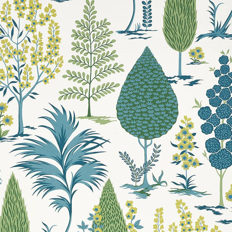 Pandora Peacock 5009963 by Schumacher Designer Wallpaper Palampore 13.5" - Swanky Fabrics -