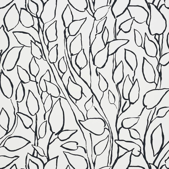Solandra Vine Black 5010071 by Schumacher Designer Wallpaper Freehand 26.75" - Swanky Fabrics -