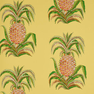 Pineapples Yellow 5010452 by Schumacher Designer Wallpaper