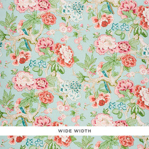 Bermuda Blossoms Aqua 5010520 by Schumacher Designer Wallpaper