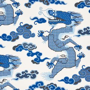 Magical Ming Dragon Porcelain 5010600 by Schumacher Designer Wallpaper