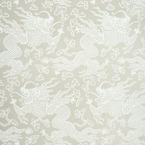 Ruan Dragon Damask Warm Silver 5010880 by Schumacher Designer Wallpaper