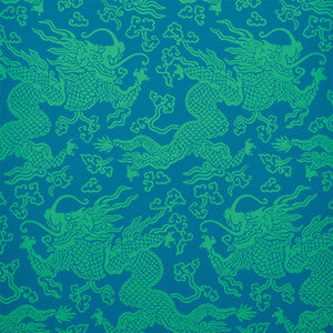 Ruan Dragon Damask Peacock 5010882 by Schumacher Designer Wallpaper
