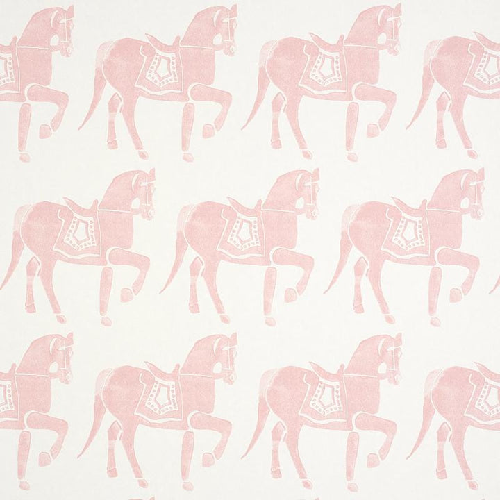 Marwari Horse Pink 5011132 by Schumacher Designer Wallpaper Molly Mahon 6.88" - Swanky Fabrics -