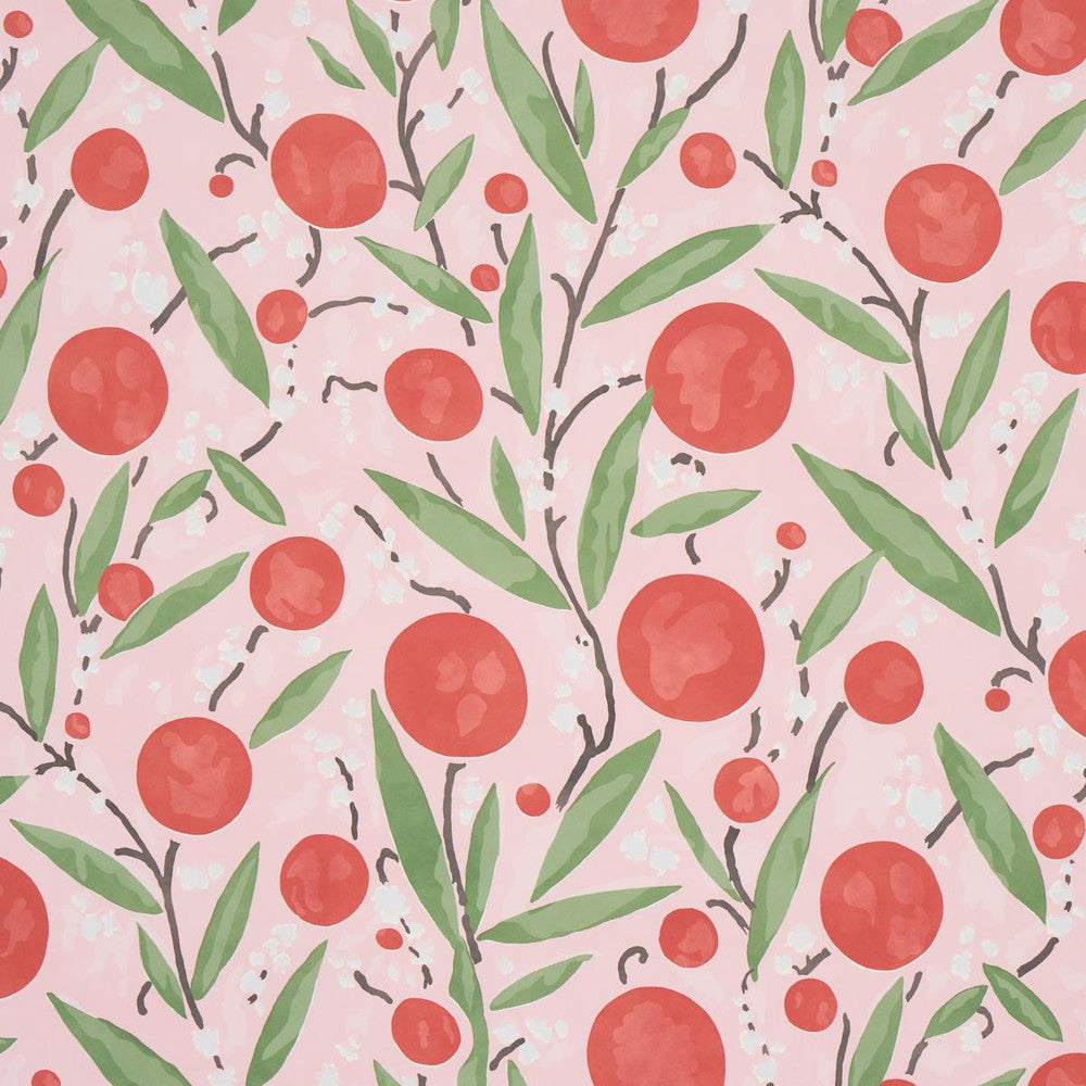 Mirabelle Cherry & Blush 5013201 by Schumacher Designer Wallpaper Schumacher Classics 18.0" - Swanky Fabrics -