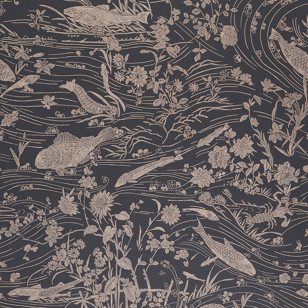 Sea Garden Charcoal 5013281 by Schumacher Designer Wallpaper Panels Collection 54.0" - Swanky Fabrics -