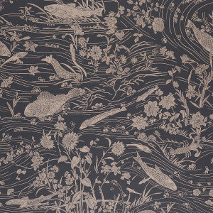 Sea Garden Charcoal 5013281 by Schumacher Designer Wallpaper