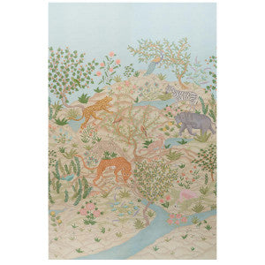 Finches Jungle Parchment 5013310 by Schumacher Designer Wallpaper