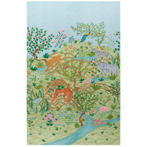 Finches Jungle Verdant 5013311 by Schumacher Designer Wallpaper