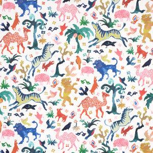 Beasts Multi On Ivory 5013530 by Schumacher Designer Wallpaper