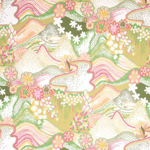 Daisy Chain Green And Pink 5013551 by Schumacher Designer Wallpaper
