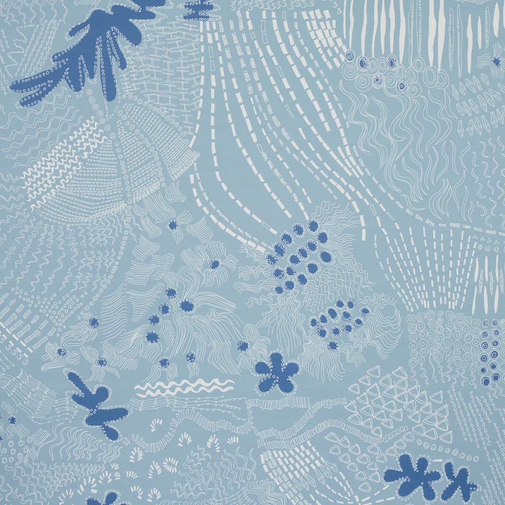 Haven Teal And Navy 5013561 by Schumacher Designer Wallpaper Clements Ribeiro 54.0" - Swanky Fabrics -
