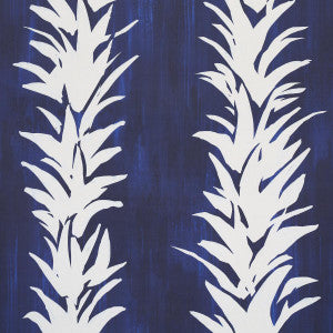 White Lotus Cobalt 5013661 by Schumacher Designer Wallpaper