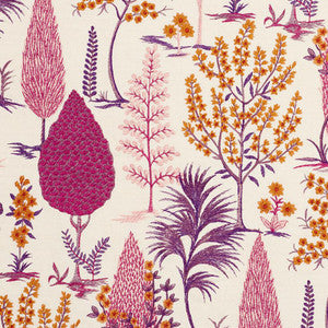 Pandora Embroidery Aubergine 74171 by Schumacher Designer Fabric