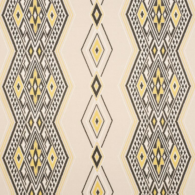 Bayeta Embroidery Yellow & Neutral 78152 by Schumacher Designer Fabric True West 26.25" - Swanky Fabrics -