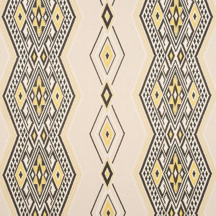 Bayeta Embroidery Yellow & Neutral 78152 by Schumacher Designer Fabric True West 26.25" - Swanky Fabrics -