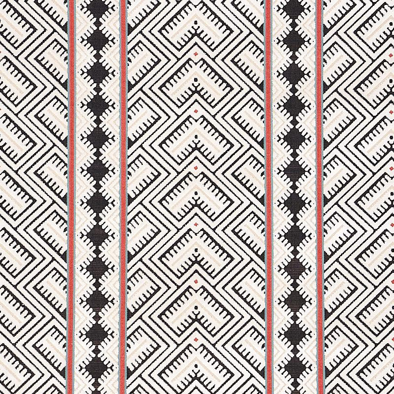 Parvin Velvet Black And Ivory 80650 by Schumacher Designer Fabric Tapis 13.0" - Swanky Fabrics -