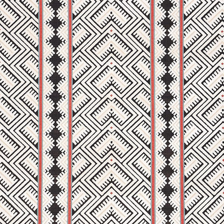 Parvin Velvet Black And Ivory 80650 by Schumacher Designer Fabric Tapis 13.0" - Swanky Fabrics -