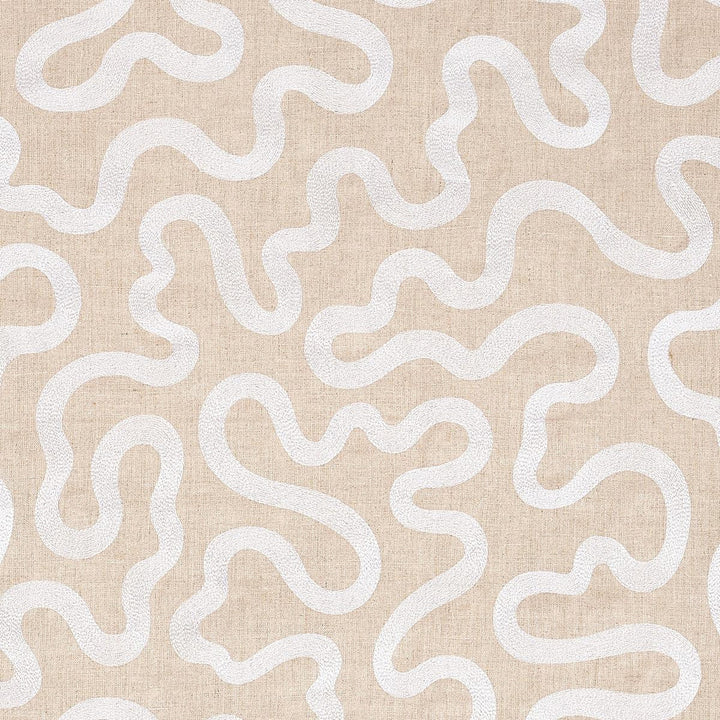 Riley Embroidery Ivory On Natural 80792 by Schumacher Designer Fabric Smith Street - Swanky Fabrics -