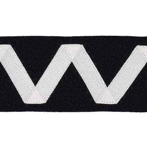 Legere Appliqu Tape Ivory On Black 80871 by Schumacher Designer Trim