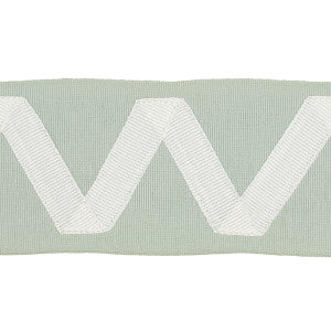 Legere Appliqu Tape Ivory On Seaglass 80872 by Schumacher Designer Trim