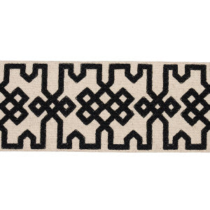 Knotted Trellis Tape Black On Unbleached 80880 by Schumacher Designer Trim