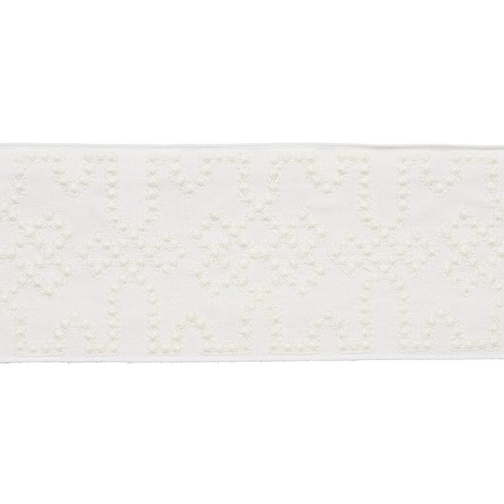 Knotted Trellis Tape White On White 80884 by Schumacher Designer Trim Orient Express - Swanky Fabrics -
