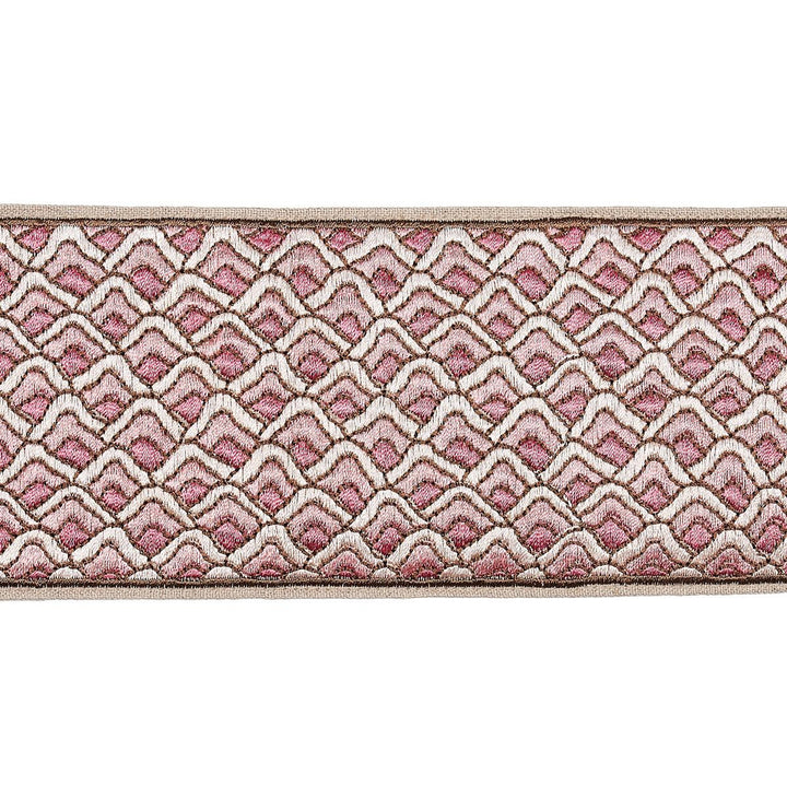 Sunrise Embroidery Tape Pink 80891 by Schumacher Designer Trim Orient Express 9.5" - Swanky Fabrics -