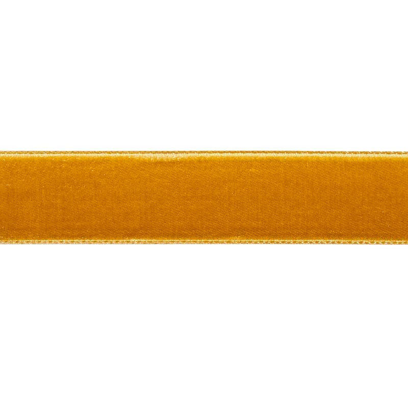 Velvet Tape Medium Gold 80946 by Schumacher Designer Trim Perfect Basics: Velvet Tapes - Swanky Fabrics -