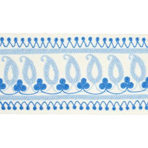 Paisley Embroidered Tape Blues 81230 by Schumacher Designer Trim
