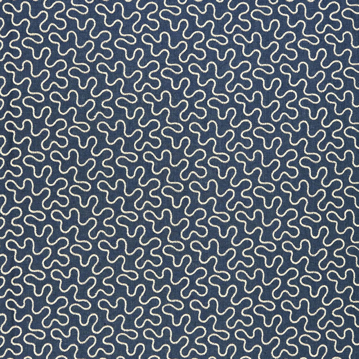 Meander Embroidery Indigo 67600 by Schumacher Designer Fabric AU NATUREL 2 LINEN 67% VISCOSE RAYON 30% INDIA MARTINDALE 8,000 </p><p>Repeat: Horizontal: 6 1/2" (17CM) and Vertical: 4 1/4" (11CM) 51.75 - Swanky Fabrics -