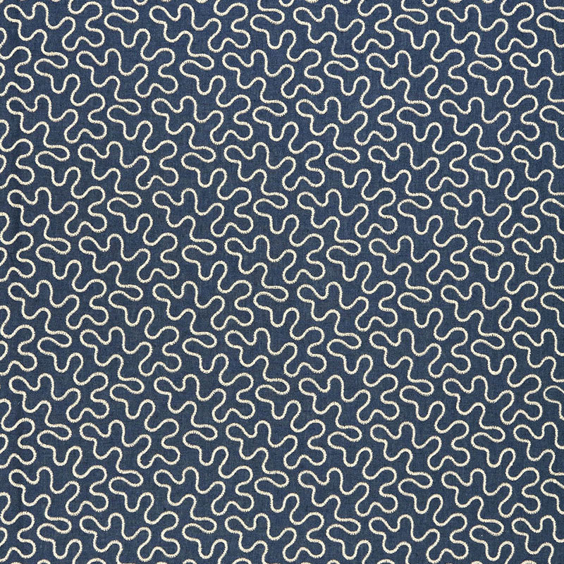 Meander Embroidery Indigo 67600 by Schumacher Fabric Schumacher Fabric Meander Embroidery Indigo 67600Fabric LINEN 67% INDIA </p><p>Repeat: H: HORZ. 6 1/2" (17CM) , V: VERT. 4 1/4" (11CM) 51.75 - Fabric Carolina -