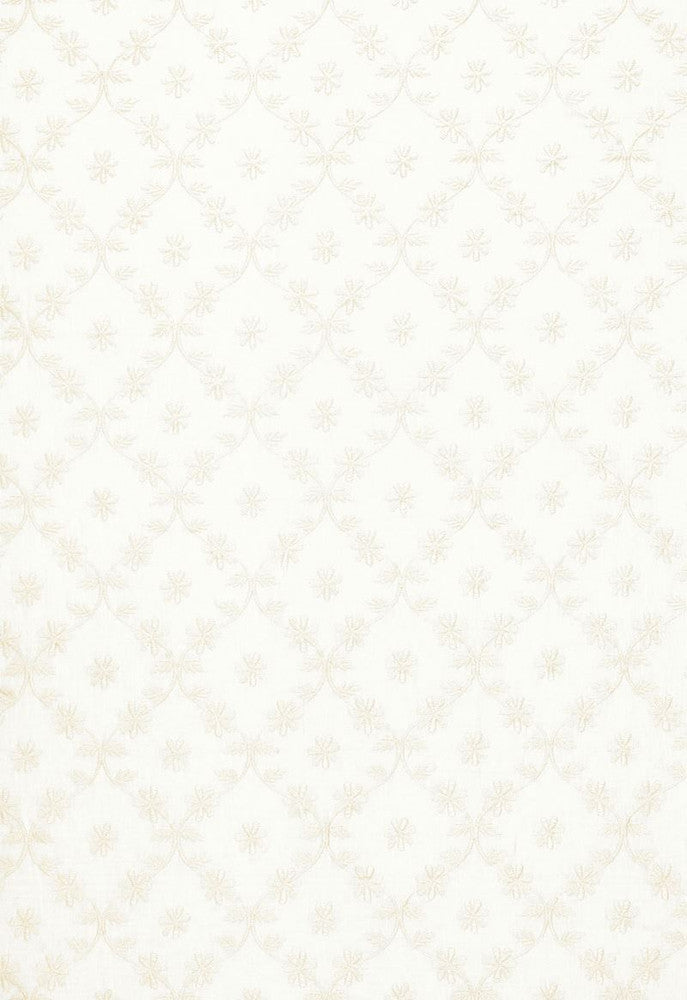 Cellini Embroidery Ivory 67620 by Schumacher Designer Fabric Firenze-Sheers 50% Linen, 48% Spun, 2% Cotton - Horizontal: 2.5 and Vertical: 5.625 50 - Swanky Fabrics -