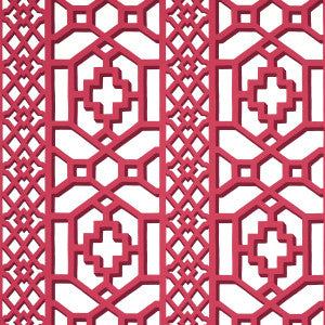 Zanzibar Trellis Laquer Red 5006948 by Schumacher Designer Wallpaper