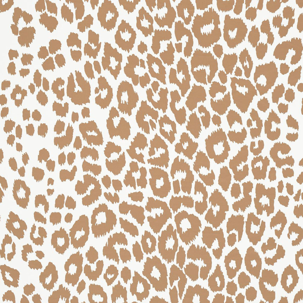 Iconic Leopard Camel 5007017 by Schumacher Designer Wallpaper Preppy Chic 27.0" - Swanky Fabrics -