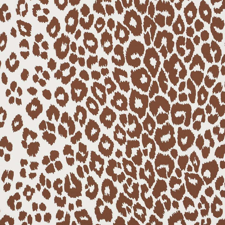 Iconic Leopard Brown 5007018 by Schumacher Designer Wallpaper Preppy Chic 27.0" - Swanky Fabrics -