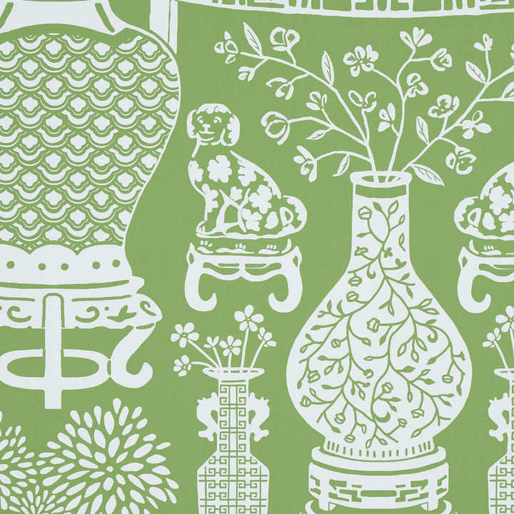 Hellene Green 5010552 by Schumacher Designer Wallpaper Preppy Chic 27.5" - Swanky Fabrics -
