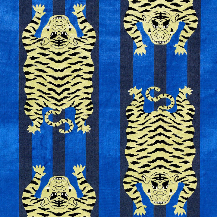 Jokhang Tiger Velvet Blue 77234 by Schumacher Designer Fabric Velvet & Velvet Trims 27.0" - Swanky Fabrics -